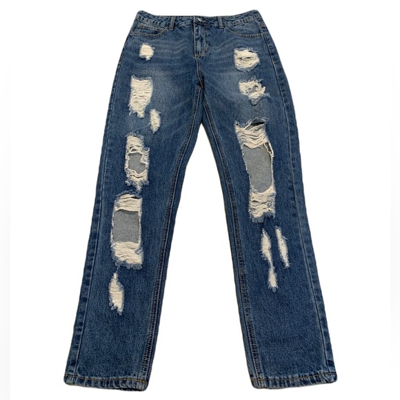 Fashion Nova Distressed Straight Leg Jeans - Women's Size XL - Picture 1 of 7